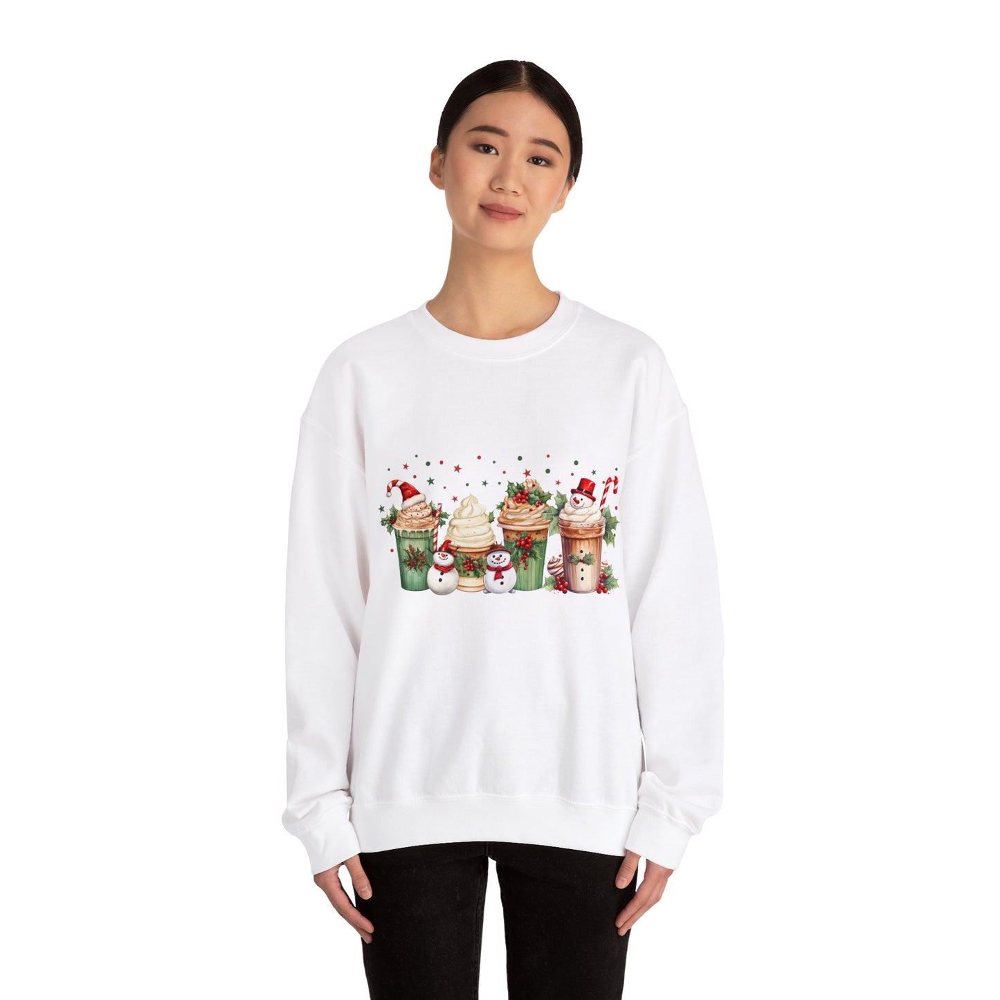 Snowman Christmas Coffee Sweatshirt Christmas Sweater Coffee Lover Gift Holiday Sweater Latte Christmas Crewneck Women's Christmas Jumper