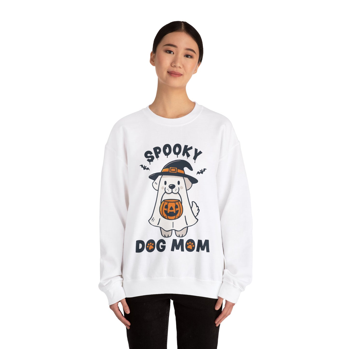 Spooky Dog Mom Sweatshirt Halloween Ghost Dog Sweater Women Dog Lover Pullover Cute Dog Mom Gift Trick or Treat Dog Mom Halloween Sweatshirt