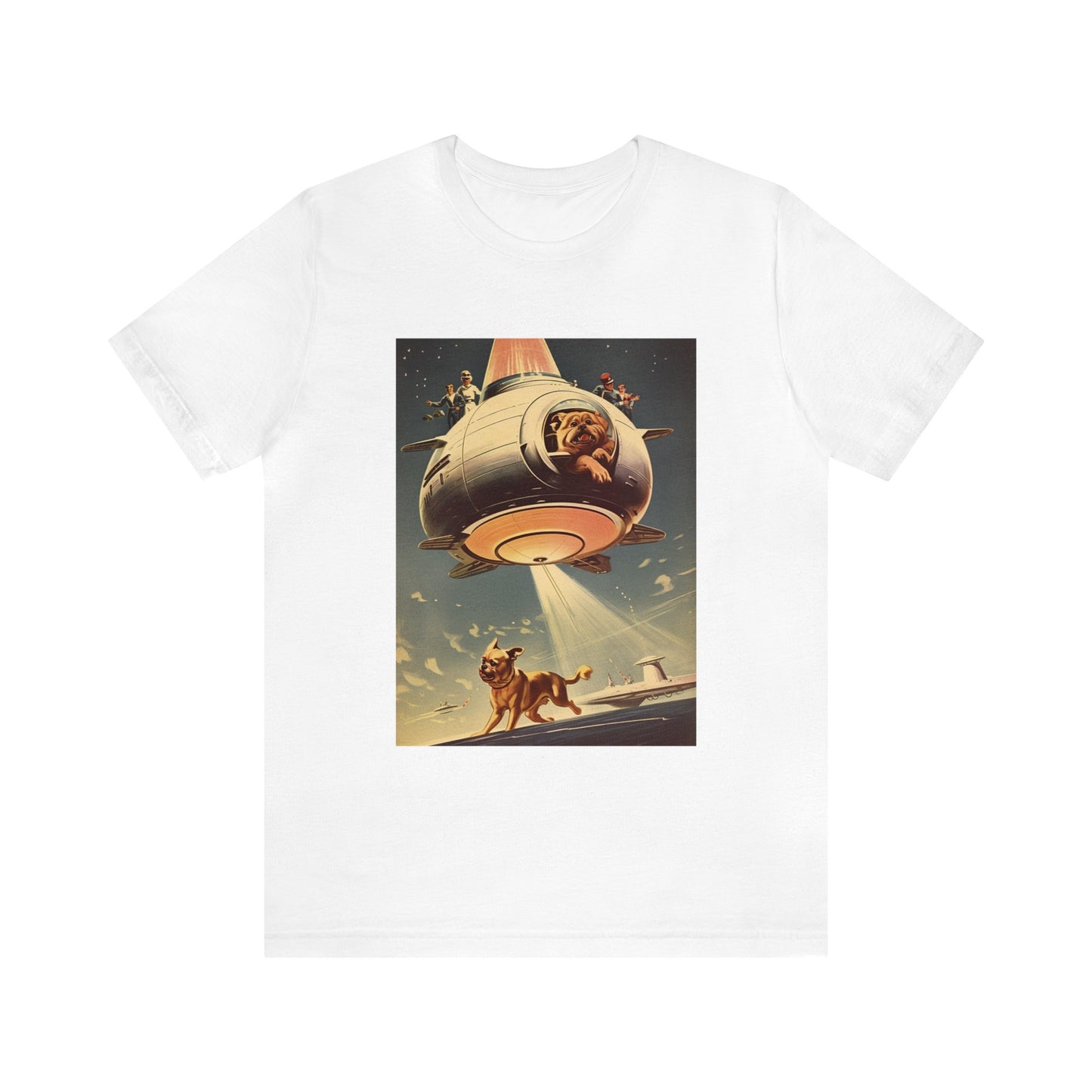 Funny Spaceship Dog UFO Shirts Retro Vintage Graphic Weird Cool Gift Galaxy Dog Unisex T-Shirt UAP tshirt Unique Flying Saucer Dog Lover Tee