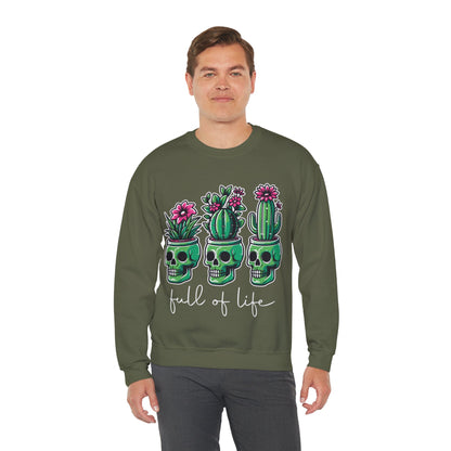 Full of Life Sweater Funny Halloween Sweatshirt Plant Lover Pullover Gift Funny Pot Head Skeleton Succulent Sweat Halloween Plant Lover Gift