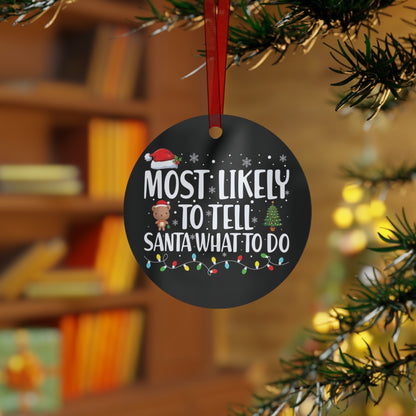 Most Likely To Ornament Funny Matching Family Metal Ornament Personalized Christmas Party Ornament Friends White Elephant Gift Tell Santa...