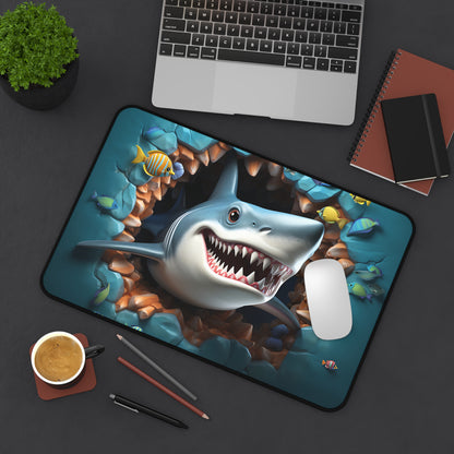 Funny Shark Desk Mat Deep Sea Office Desk Accessory Ocean Lover Mouse Pad Marine Desk Pad Nautical Gaming Mousepad Unique Gift Scuba Diver