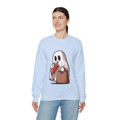 Boujee Spooky Ghost Sweatshirt Boo Jee Coffee Lover Halloween Sweater Cute Bougie Ghost Pullover Sweater Boo-Jee Ghost Spooky Season Gift 2