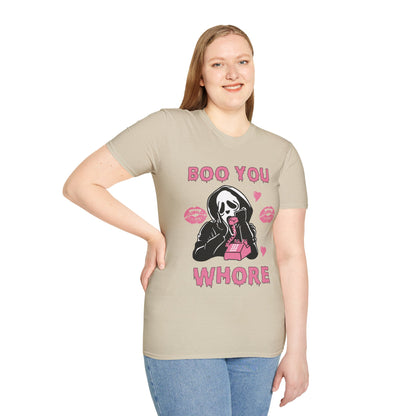 Boo You Whore Unisex T-shirt Funny Halloween T-shirt Spooky Season TShirt Horror Movie Halloween Outfit Ghostface Valentine T-Shirt Gift 2