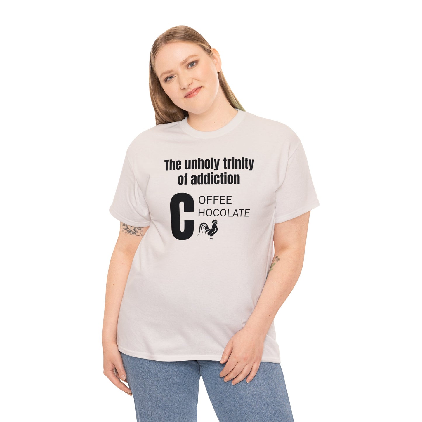 Funny Unisex Heavy Cotton Tee,"The unholy trinity...", Rude Adult Unique Novelty Gift, Naughty Gag T-shirt Present, Fun Divorcee