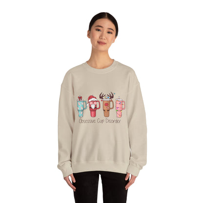 Retro Christmas Obsessive Cup Disorder Sweatshirt Funny OCD Sweater Funny Christmas Cups Crewneck OCD Lover Xmas Coffee Tee Christmas Sweat