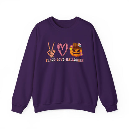 Peace Love Halloween Sweatshirt Funny Halloween Sweater Pumpkin Skeleton Spooky Season Lover Peace Love Pumpkin Sweatshirt Retro Halloween