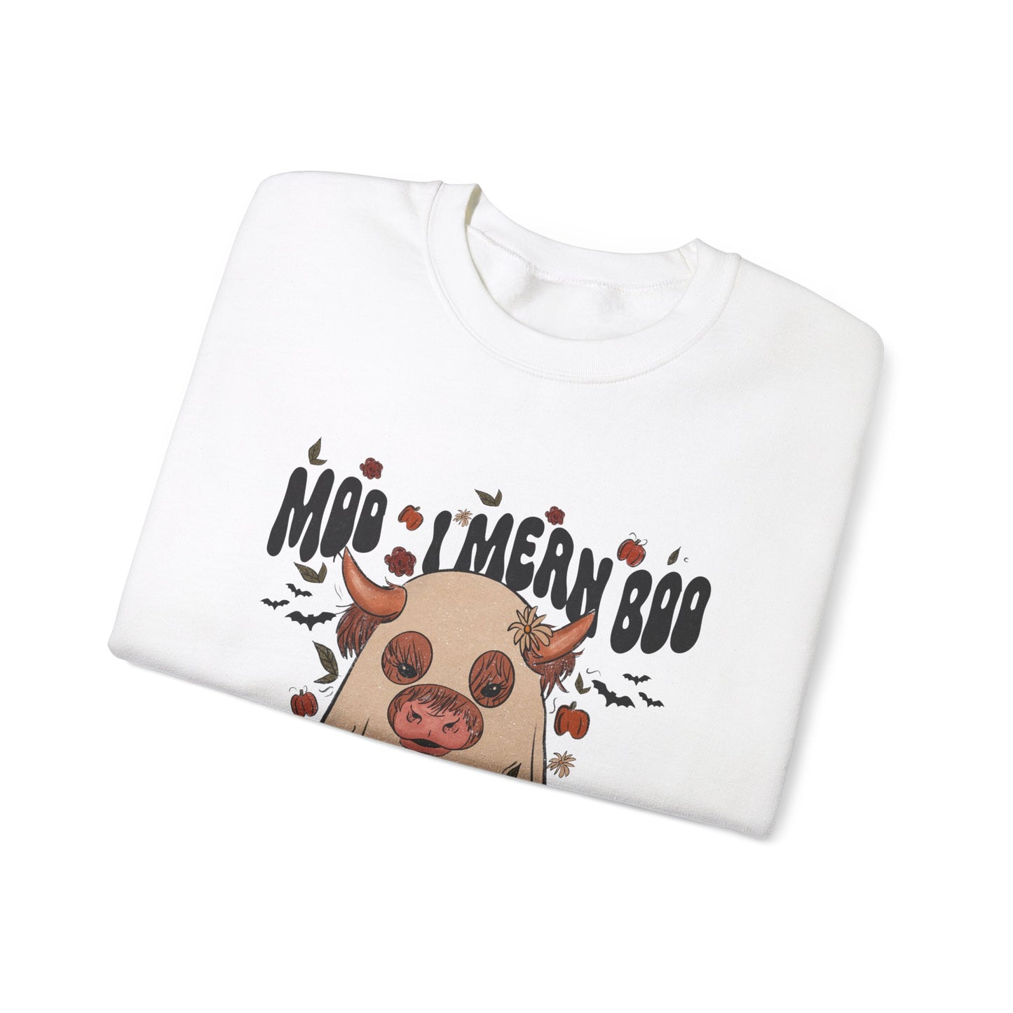 Moo... I Mean Boo Sweatshirt Halloween Highland Cow Sweat Happy Halloween Sweater Spooky Cow Sweatshirt Spooky Vibes Apparel Halloween Gift