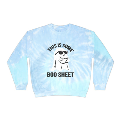 This Is Boo Sheet Sweatshirt Funny Halloween Sweater Retro Halloween Sweatshirt Spooky Season Sweater Hippie Halloween Ghost Tie-Dye Sweater