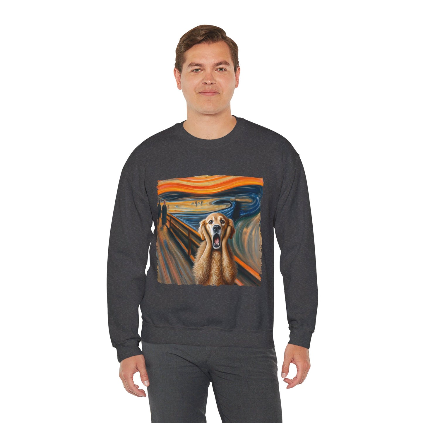 Funny Edvard Munch Dog Sweatshirt Funny The Scream-ing Dog Art Painting Sweater Parody of Edvard Munch Dog Sweater Unique Art Dog Lover Gift