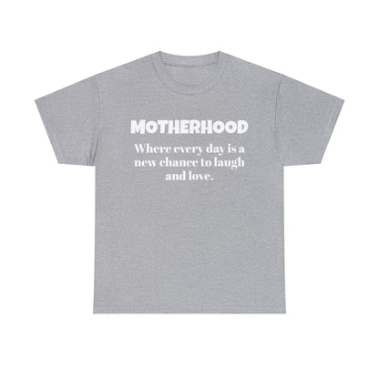 Fun Mom's Unisex Heavy Cotton Tee, "MOTHERHOOD", Mother's Day Gift, T-shirt for Her, Ladies Adult Unique Novelty Present