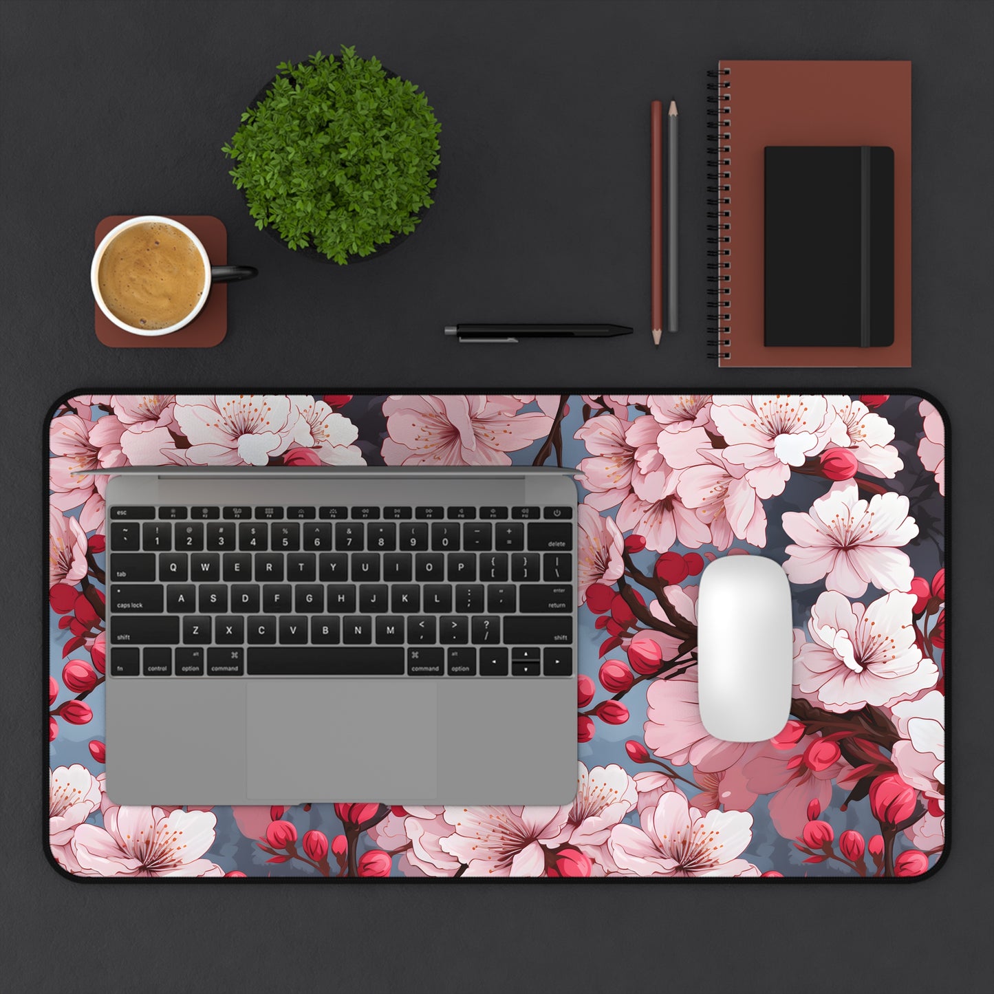 Anime Cherry Blossoms Desk Mat Lofi Office Desk Accessory Manga Floral Mouse Pad Japanese XL Desk Pad Large Gaming Mousepad Unique Gift Idea