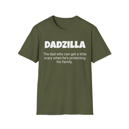 Funny Dad's Mens Softstyle T-shirt, "Dadzilla", Father's Day Gift, Tee for Him, Adult Humorous Unique Novelty Apparel Present