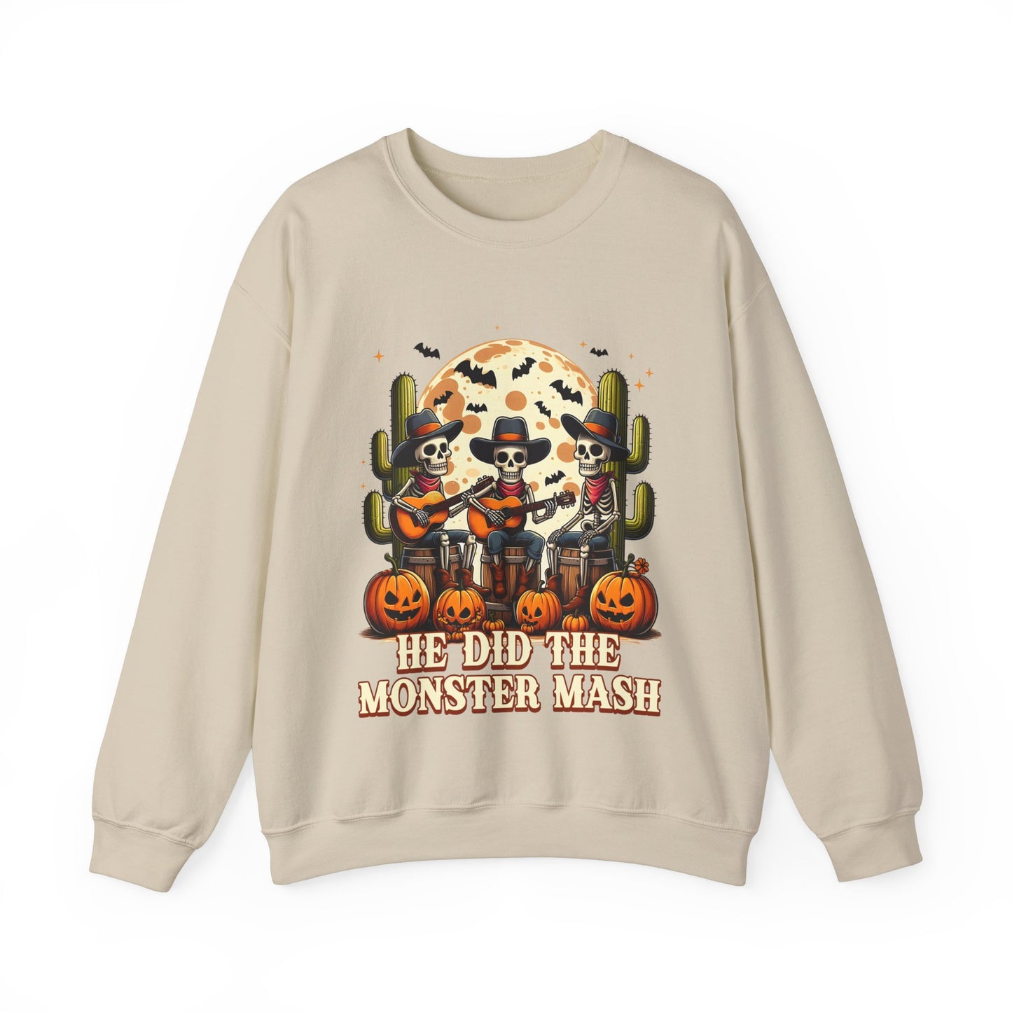 He Did The Monster Mash Sweatshirt Funny Western Halloween Sweater Vintage Skeleton Cowboy Band Funny Fall Pumpkin Sweatshirt Halloween Gift