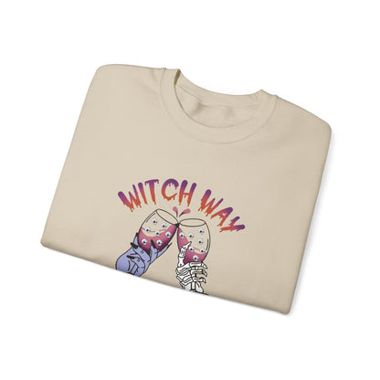 Witch Way To The Wine Sweatshirt Funny Halloween Sweater Halloween Witch Sweatshirt Wine Drinker Gift Halloween Party Spooky Season