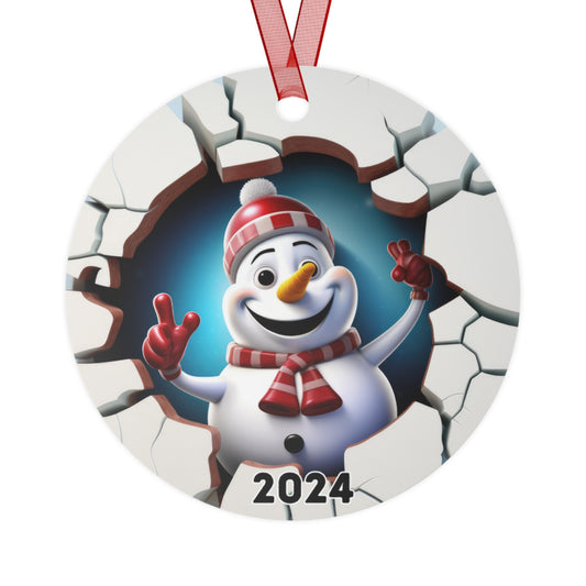 3D Breakthrough Cute Snowman Ornament 2024 Christmas Decoration Round Ceramic Holiday 2024 Gift Idea Funny Exchange Gift White Elephant Xmas