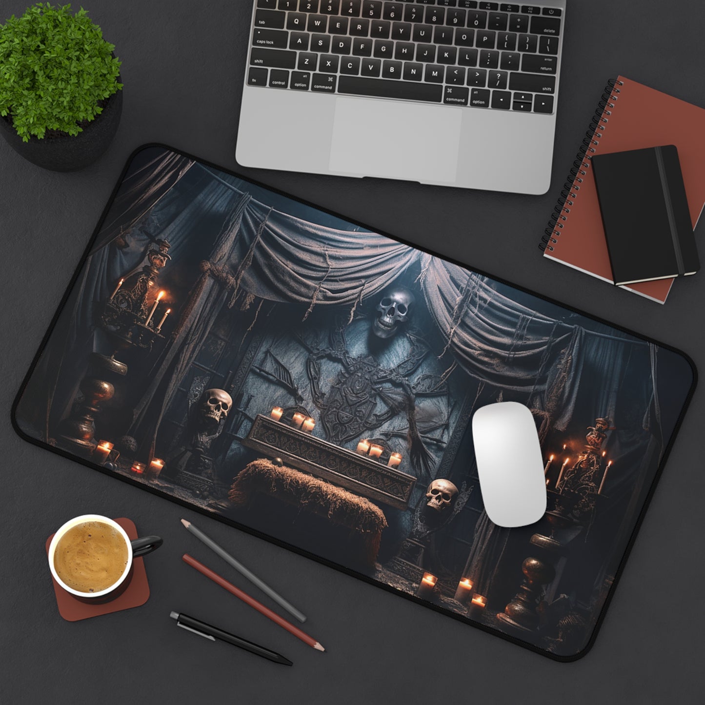 Halloween Desk Mat Fortune Teller Office Desk Accessories Whimsigoth Large Mouse Pad Spooky Skelton Desk Pad Creepy Dark Gaming Mousepad