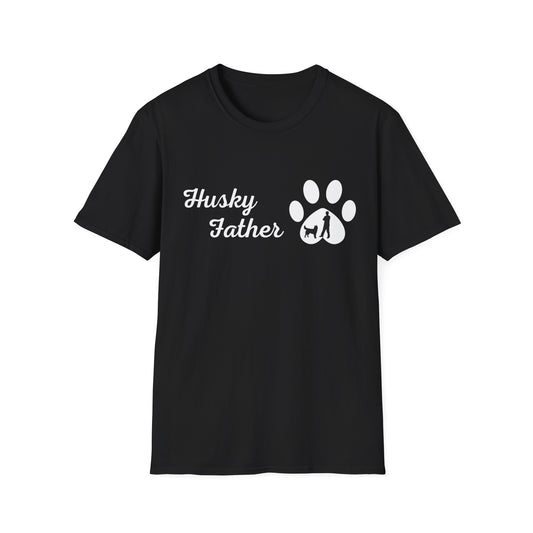 Doggy Dad's T-shirt, "Husky Father", Dog Father's Day Gift, Fur Papa, Unique Men's Apparel Novelty Pet Lover Tee Present