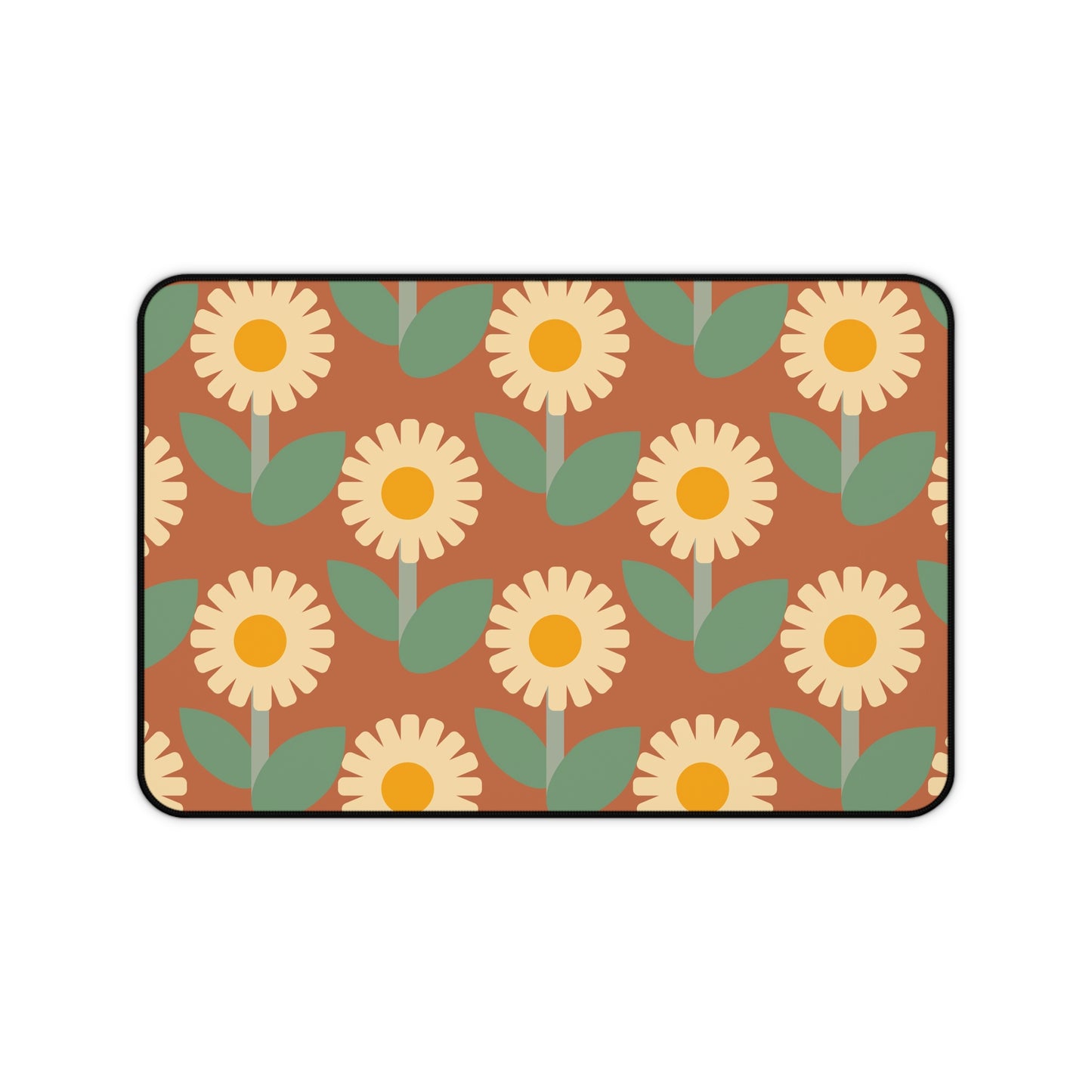 Retro Floral Desk Mat 60s 70s Groovy Hippie Flower Power Office Desk Accessories Funky Boho Chic Mouse Pad Vintage Desk Pad Gift Idea Ladies