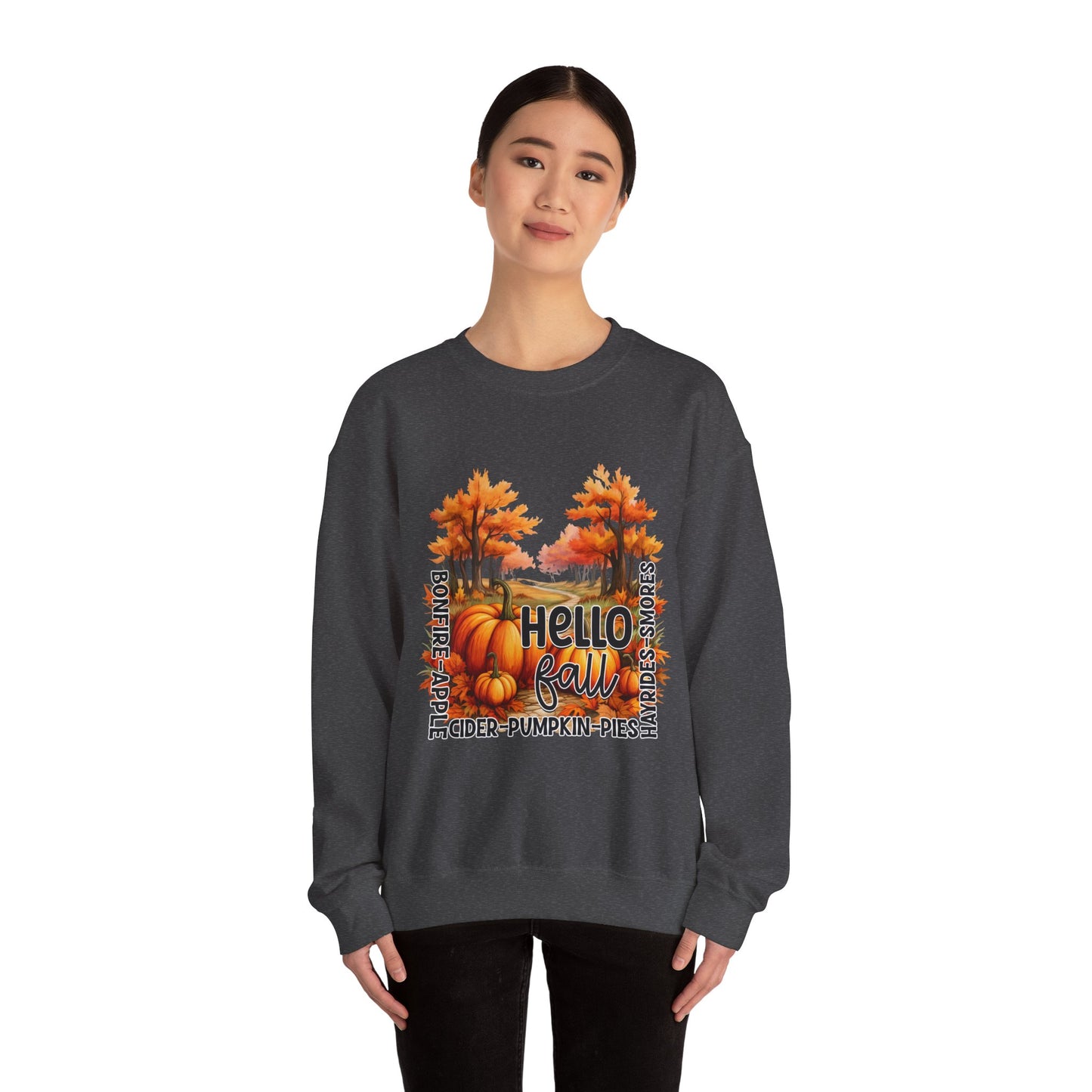 Hello Fall Sweatshirt Fall Words Sweater Hello Fall Crewneck Autumn Season Sweat Fall Graphic Apparel Cute Thanksgiving Sweatshirt Pumpkin