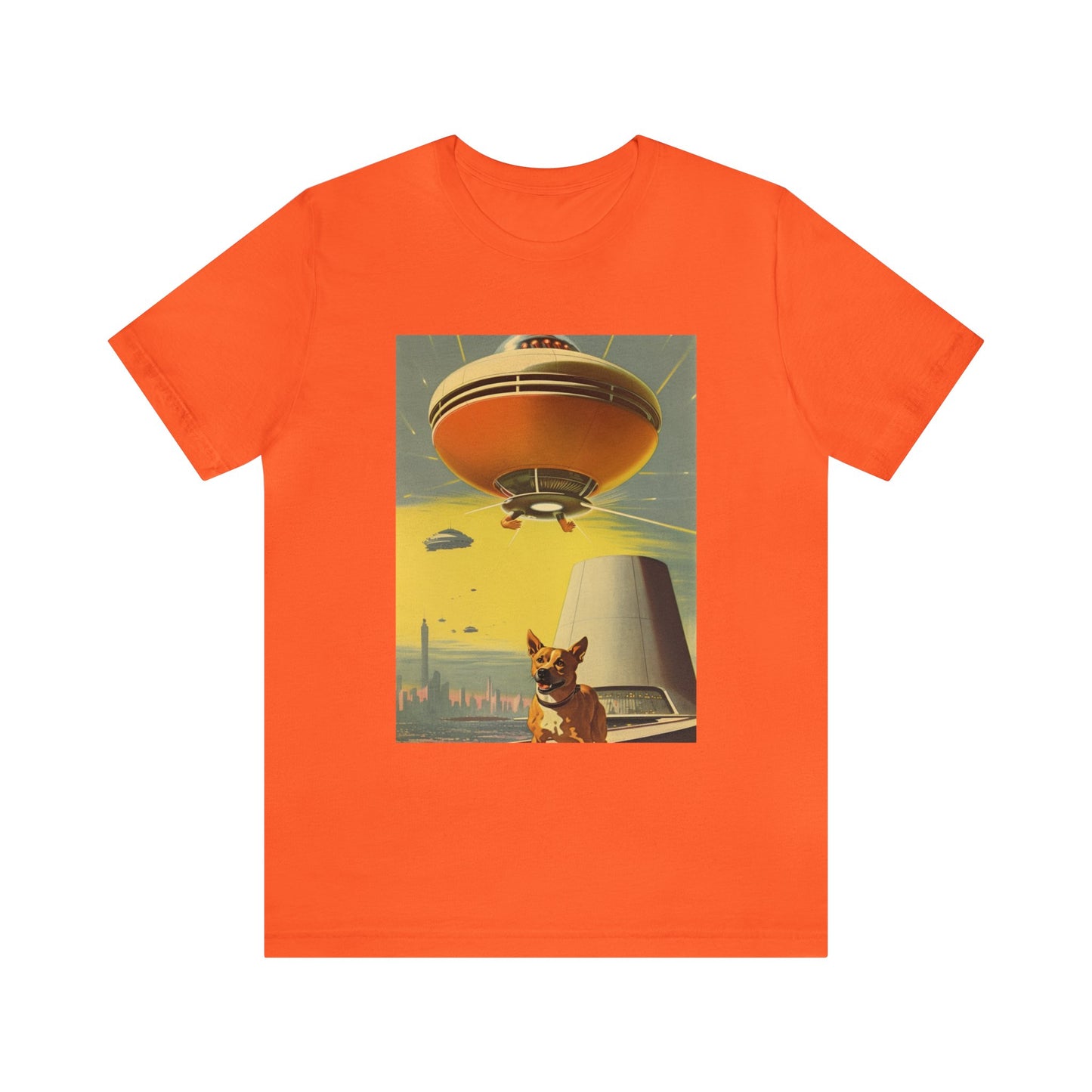 Funny Spaceship Dog UFO Shirts Retro Vintage Graphic UAP tshirt Dog Lover Tee Weird Cool Gift Galaxy Dog Unisex T-Shirt Unique Flying Saucer