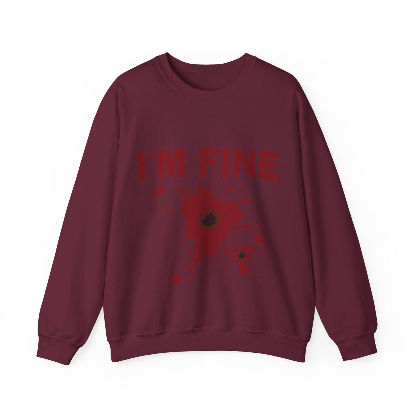 I'm Fine Sweatshirt Bloody Bullet Hole Sweater Funny Halloween Sweatshirt Funny Horror Fan Club Sweater Horror Movie Addict Gift Bloody Tee