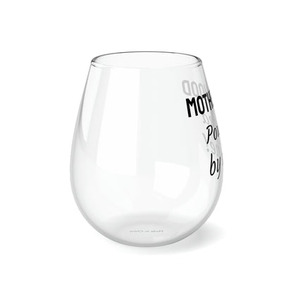 Funny Mother's Stemless Wine Glass,"Motherhood Powered by...",Mother's Day Gift,Best Present for Mom,Christmas,Birthday,Unique Novelty Bar