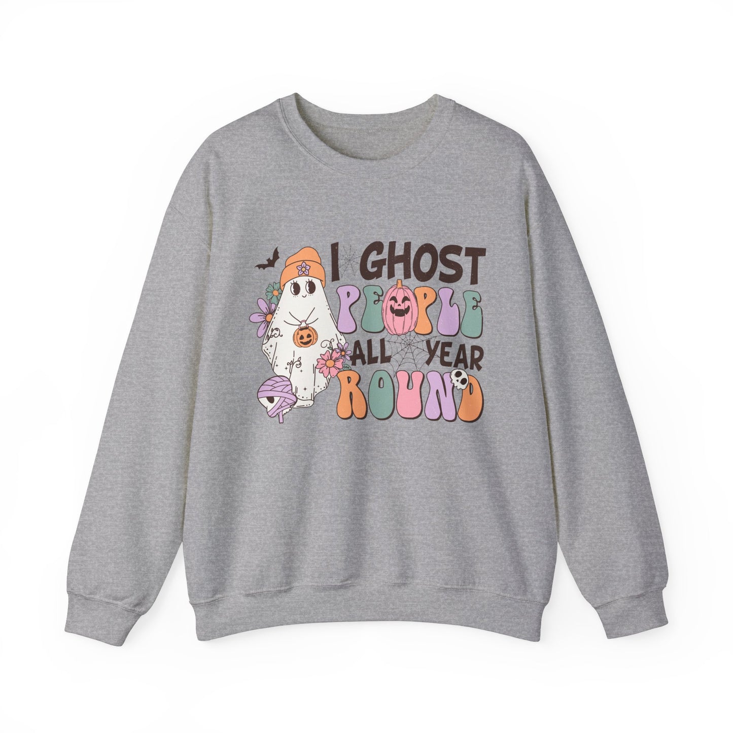 I Ghost People Year Round Sweatshirt Funny Halloween Sweater Retro Halloween Sweatshirt Cool Ghost Halloween Apparel Groovy Spooky Season