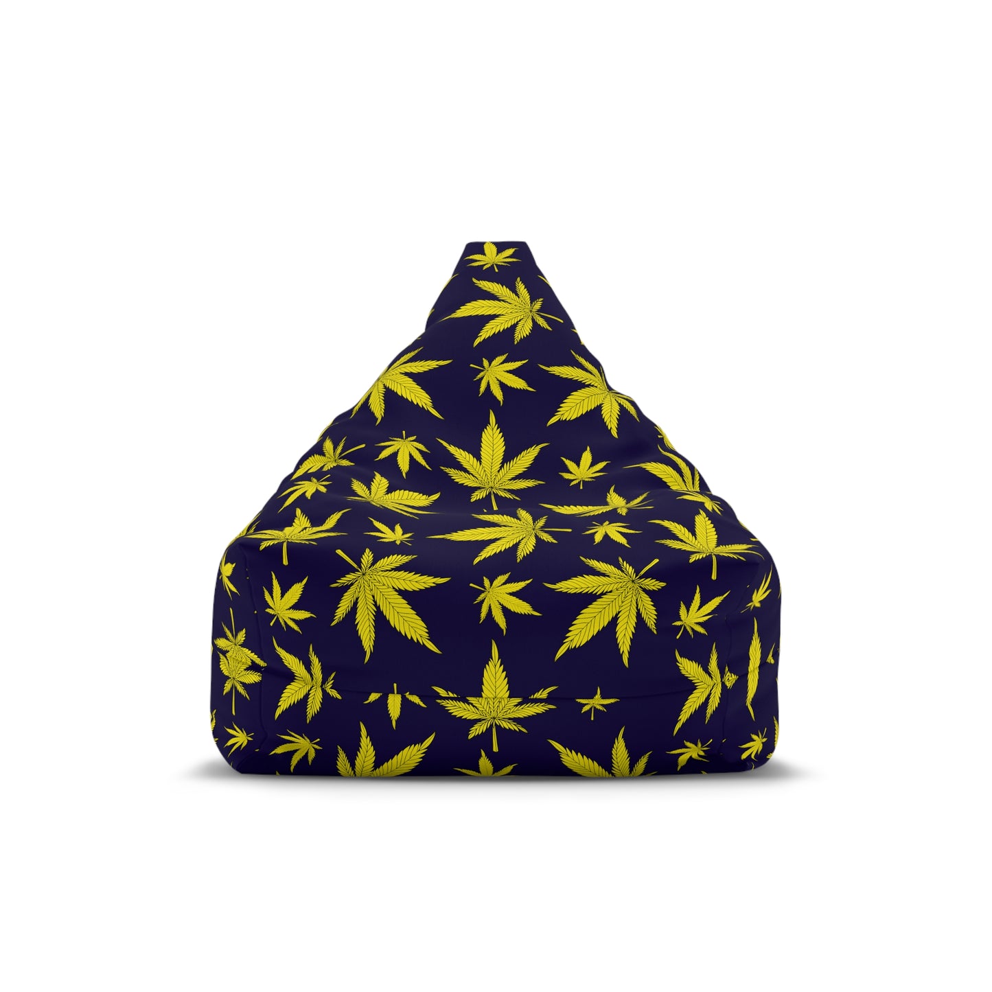 Weed Cannabis Gaming Bean Bag Chair Cover Yellow Navy Home Decor Marijuana Pot Leaves Games Beanbag Living Room Gift Adults Bedroom Man Cave