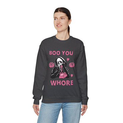 Boo You Whore Sweatshirt Funny Halloween Sweater Spooky Season Sweatshirt Horror Movie Halloween Outfit Ghostface Valentine Sweatshirt Gift