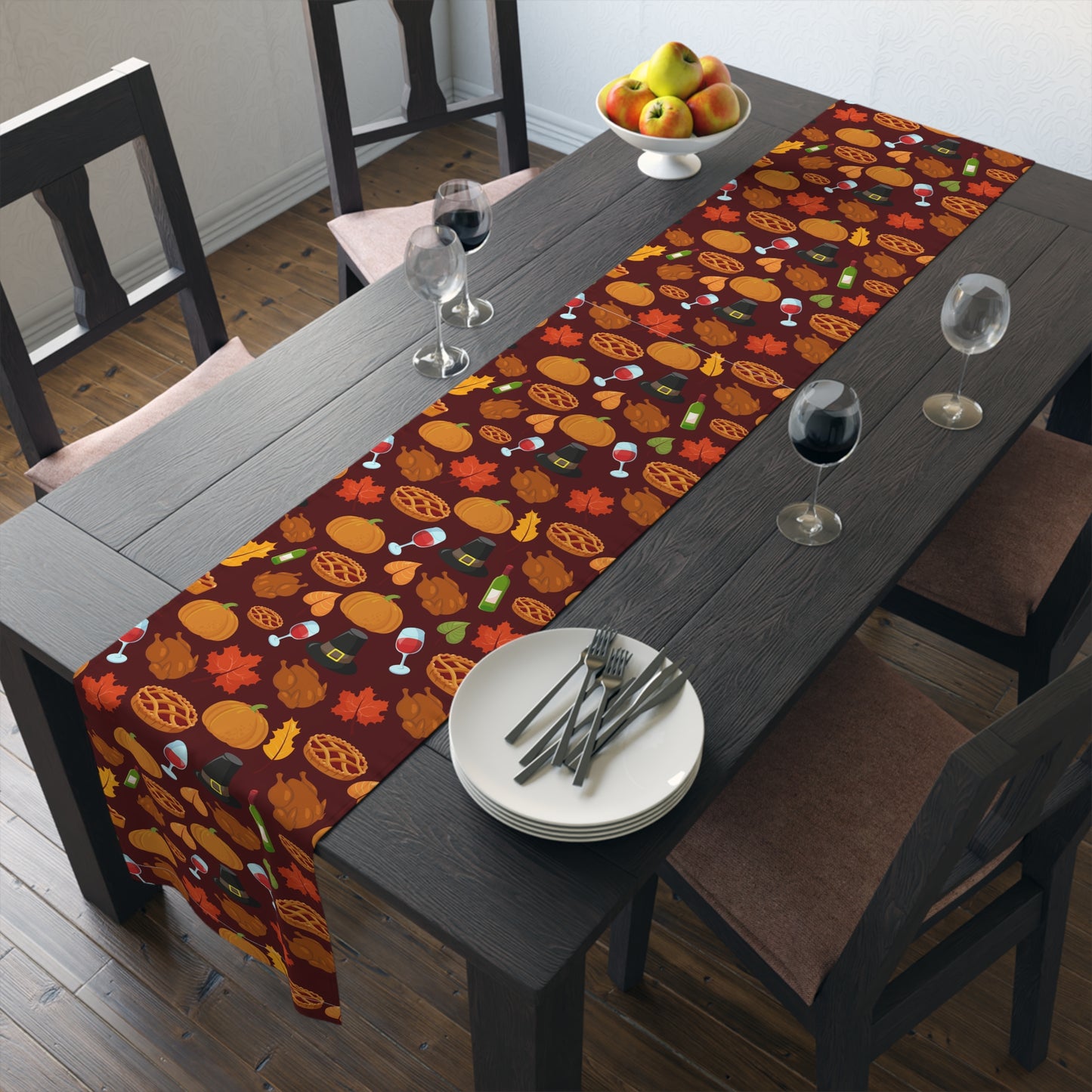 Happy Thanksgiving Table Runner Traditional Turkey Dinner Fall Kitchen Thankful Dining Table Festive Decor Dinner Party Centrepiece New Home