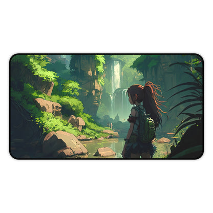 Anime Amazon Rainforest Desk Mat Japanese Office Desk Accessory Manga Waterfall Mouse Pad XL Desk Pad Large Gaming Mousepad Unique Gift Idea