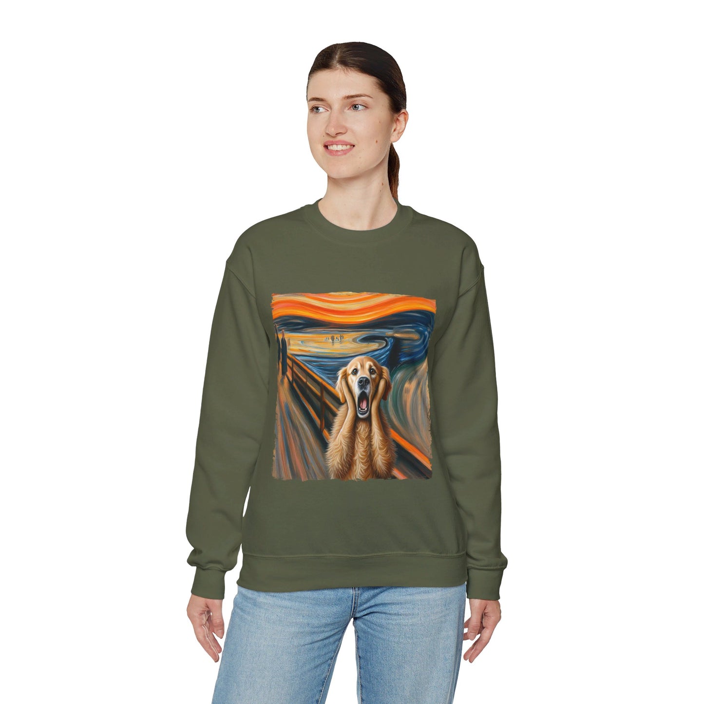 Funny Edvard Munch Dog Sweatshirt Funny The Scream-ing Dog Art Painting Sweater Parody of Edvard Munch Dog Sweater Unique Art Dog Lover Gift