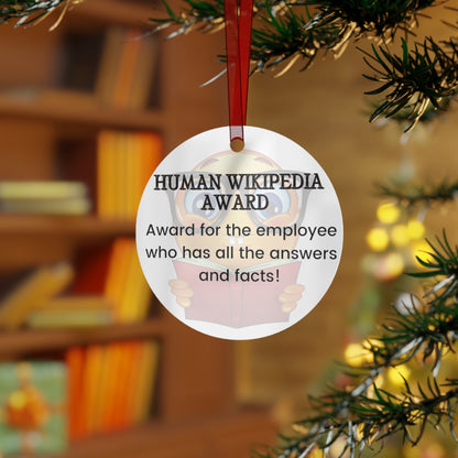 Funny Office Award Metal Ornament Human Wikipedia Award Funny Coworkers Work Party Gift Year End Ornament Office Gift Employee Xmas Ornament