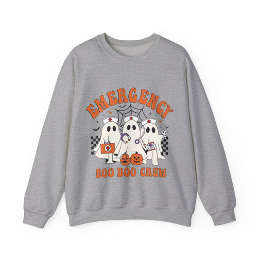 Emergency Boo Boo Crew Nurse Sweatshirt Ghost Nurse Halloween Sweatshirt Spooky Season Sweater Boo Nursing Student Gift Nurse Squad Pullover