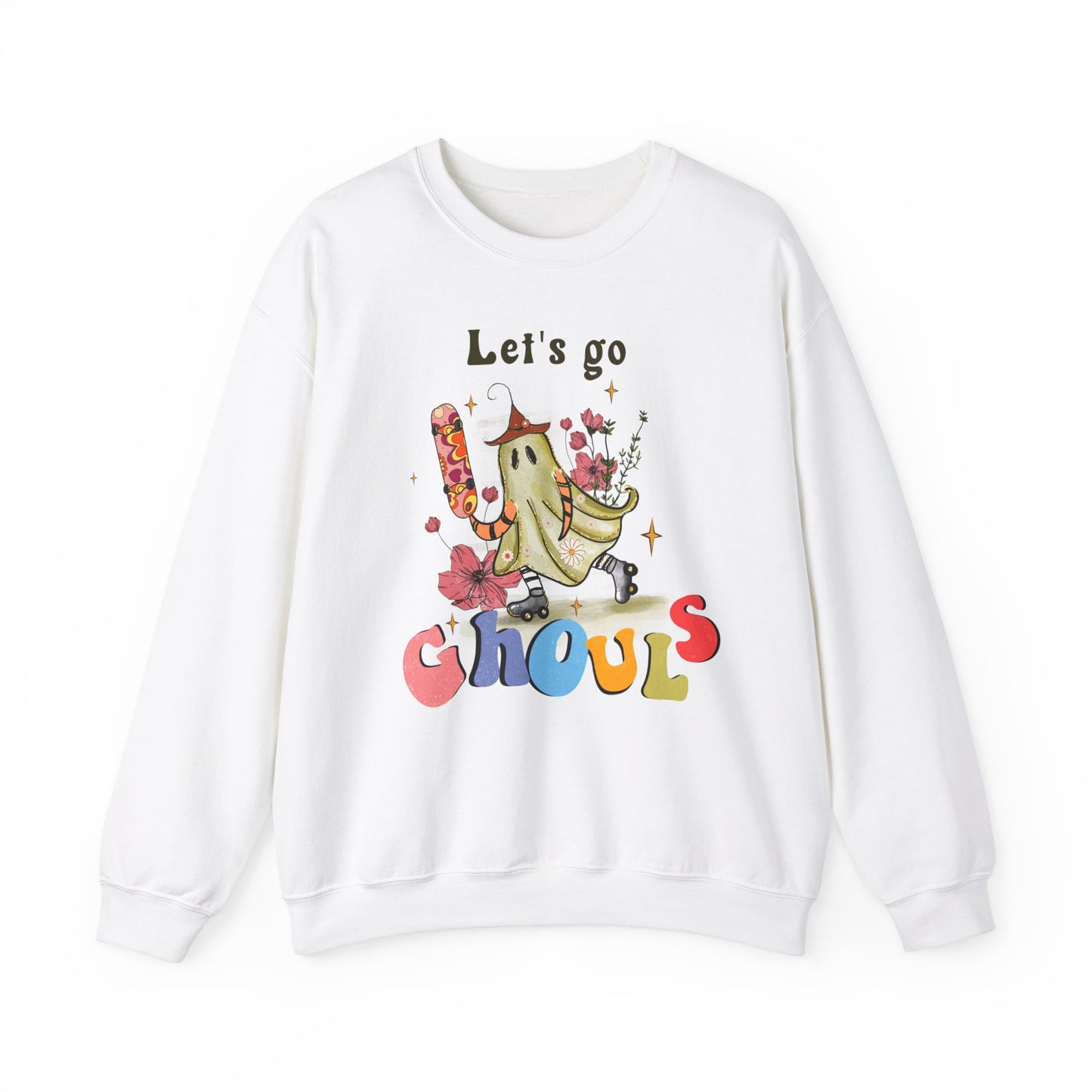 Lets Go Ghouls Sweatshirt Retro Halloween Sweater Funny Halloween Skater Ghost Sweatshirt Spooky Season Groovy Halloween Outfit Funky Women