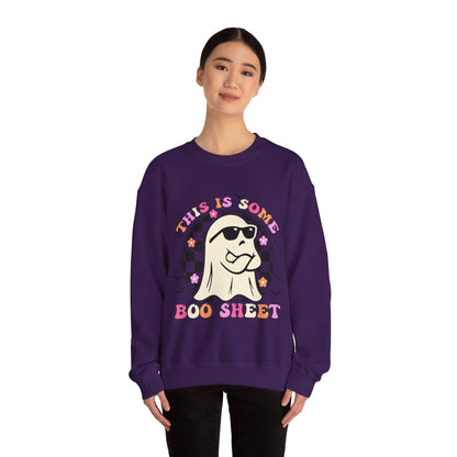 This Is Some Boo Sheet Sweatshirt Retro Groovy Halloween Sweater Funny Sarcastic Boo Sheet Sweat Spooky Season Halloween Sweat Cute Ghost