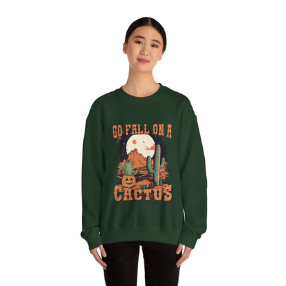 Go Fall On A Cactus Sweatshirt Funny Halloween Sweater Retro Vintage Western Halloween Crewneck Funny Cowboy Pumpkin Fall Sweater Autumn