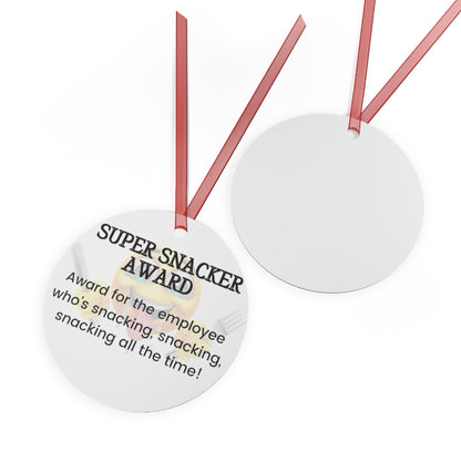 Funny Office Award Metal Ornament Super Snacker Award Funny Coworkers Work Party Gift Year End Ornament Office Gift Employee Xmas Ornament