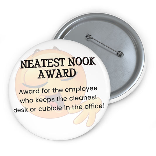 Funny Office Award Pin Button Neatest Nook Award Pin Work Party Funny Coworkers Gift Funny Year End Office Pin Office Badges Employee Xmas