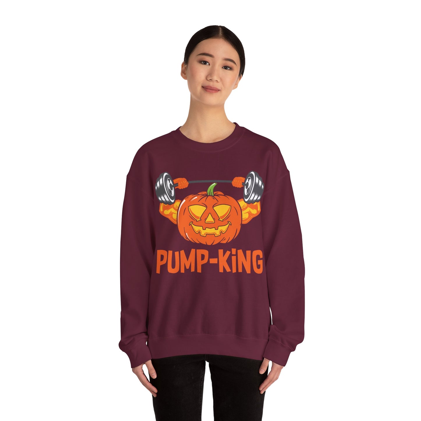 Pump-King Gym Sweatshirt Funny Halloween Sweater Fitness Halloween Sweatshirt Boyfriend Gym Husband Halloween Pumpkin Apparel Novelty Gift