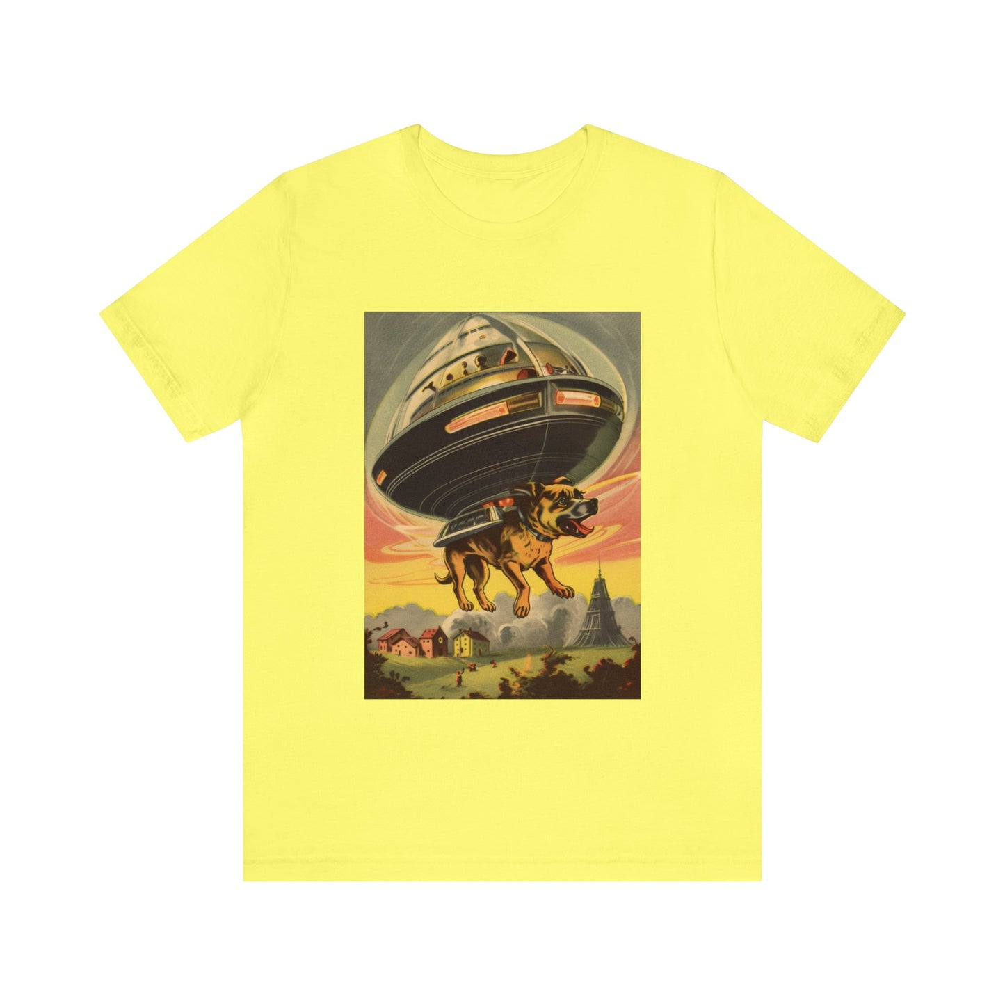 Funny Spaceship Dog UFO Shirts Unique Flying Saucer Retro Vintage Graphic UAP tshirt Galaxy Dog Unisex T-Shirt Dog Lover Tee Weird Cool Gift