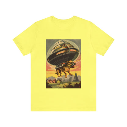 Funny Spaceship Dog UFO Shirts Unique Flying Saucer Retro Vintage Graphic UAP tshirt Galaxy Dog Unisex T-Shirt Dog Lover Tee Weird Cool Gift