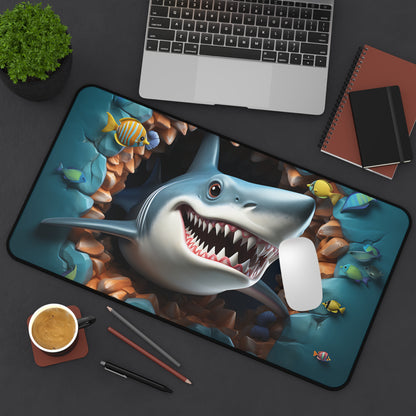 Funny Shark Desk Mat Deep Sea Office Desk Accessory Ocean Lover Mouse Pad Marine Desk Pad Nautical Gaming Mousepad Unique Gift Scuba Diver