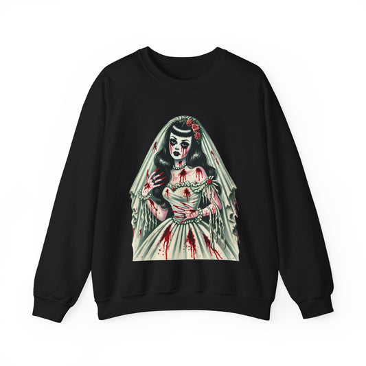 Zombie Bride Pin-Up Girl Sweatshirt Halloween Zombie Girl Sweater Retro Pin Up Halloween Bride Pullover Vintage Zombie Pinup Girl Woman Gift