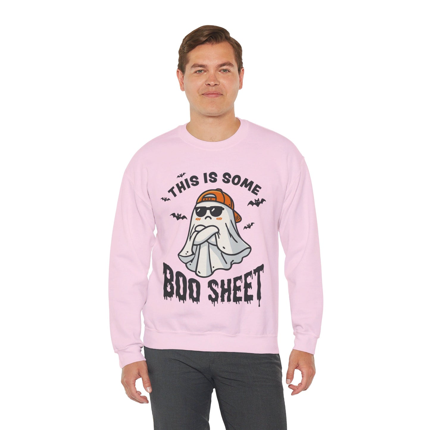 This Is Some Boo Sheet Sweatshirt Funny Halloween Sweater Retro Ghost Graphic Halloween Sweatshirt Funny Gifts Men Women Pullover Sweater