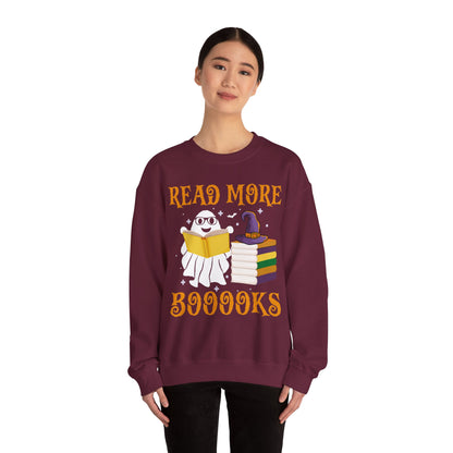 Read More Booooks Sweatshirt Teacher Halloween Sweater Spooky Teacher Sweatshirt Ghost Reading Books Crewneck Bookish Fall Book Lovers Gift