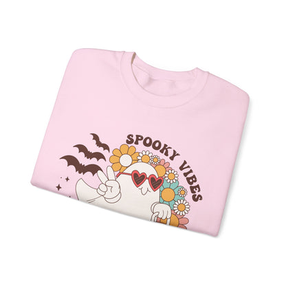 Spooky Vibes Halloween Sweatshirt Retro Groovy Ghost Sweater Groovy Halloween Sweater Retro Spooky Season Apparel Cute Spooky Vibes Ghost