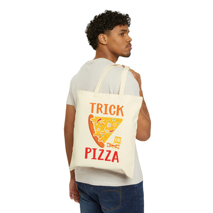 Trick or Pizza Bag Trick-or-Treat Bags Funny Halloween Canvas Bag Pizza Lover Kid Cute Groovy Kids Halloween Candy Bag Halloween Treat Bags