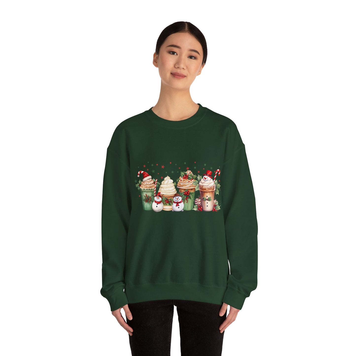 Snowman Christmas Coffee Sweatshirt Christmas Sweater Coffee Lover Gift Holiday Sweater Latte Christmas Crewneck Women's Christmas Jumper